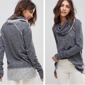 Free people beach gray cowl neck sweater top size medium